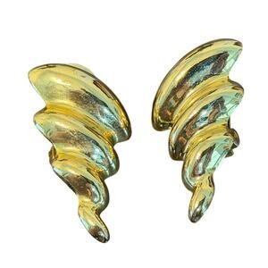Paolo Gucci Gold-tone Whirlwind Design Clip-Back Earrings, Vintage